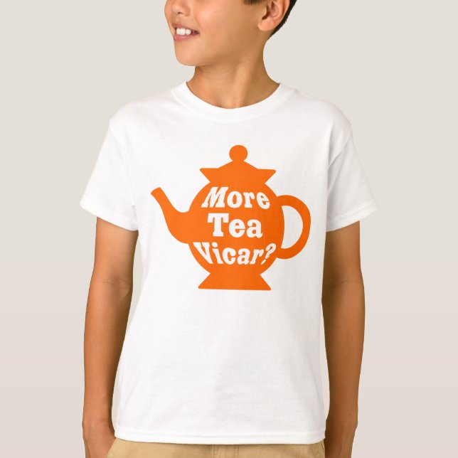 T-shirt Teapot - Plus de thé Vicar ? - Orange et blanc (Devant)