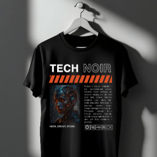 T-shirt Tech Noir Cyberpunk Androide