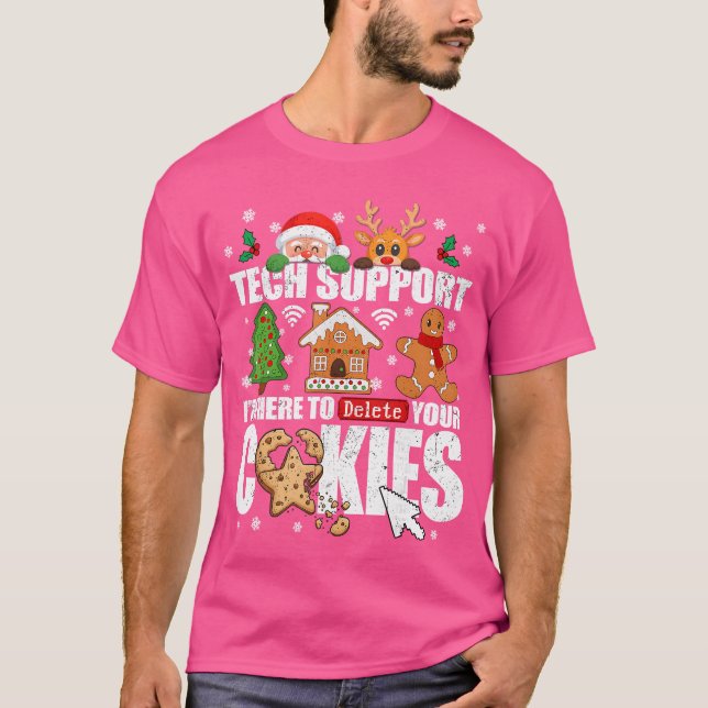 T-shirt Tech Support Delete Your Cookies Men Ugly Christma (Devant)