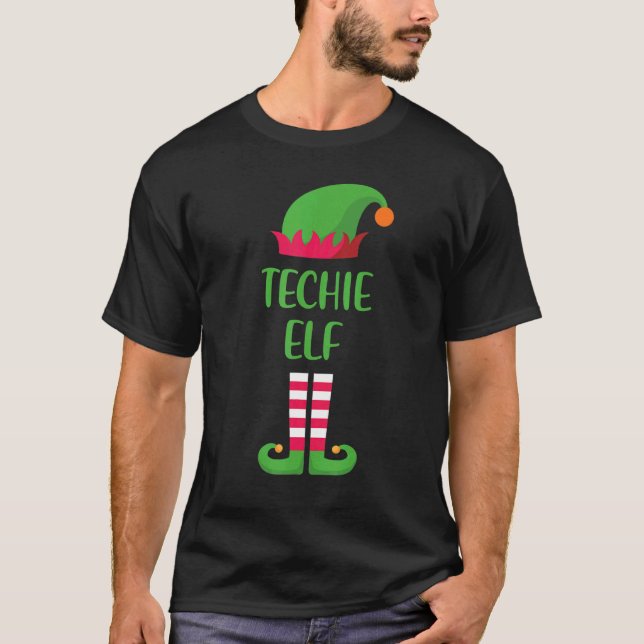 T-shirt Techie Elf Christmas Family Matching Group (Devant)