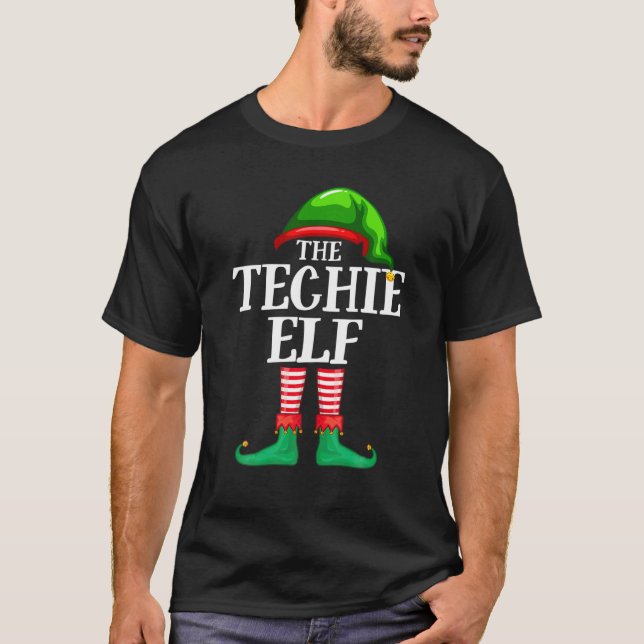 T-shirt Techie Elf Famille de jumelage Groupe Noël P (Devant)