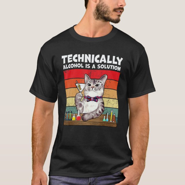 T-shirt Technically Alcohol Is Solution  Cat (Devant)