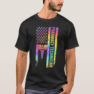 T-shirt Technicien en pharmacie Drapeau américain Pharmaci