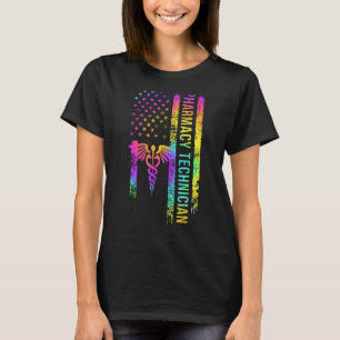 T-shirt Technicien en pharmacie Drapeau américain Pharmaci
