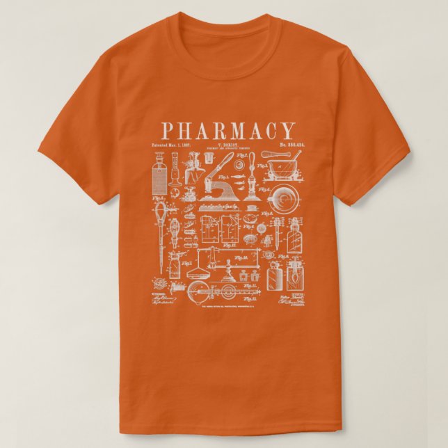 T-shirt Technicien en pharmacie Outils pharmacologiste Pat (Design devant)