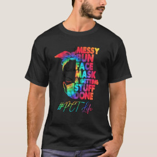 T-shirt Technicien En Soins Du Patient Messy Bun Masque Vi