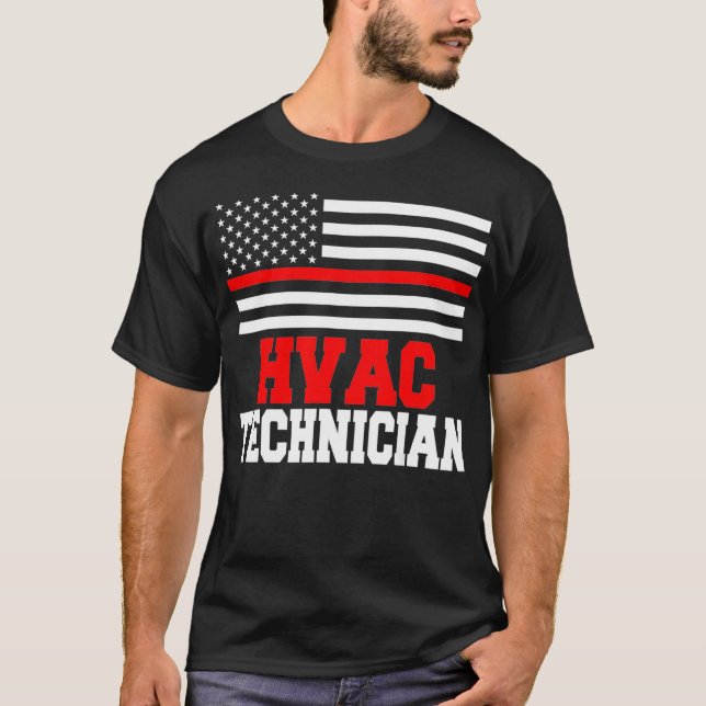 T-shirt Technicien HVAC États-Unis Drapeaux Funny HVAC Tec (Devant)