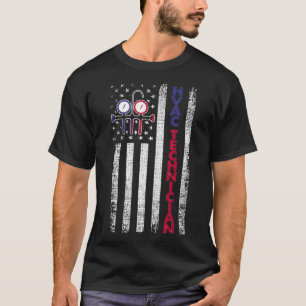 T-shirt Technicien HVAC Hommes Drapeau américain États-U