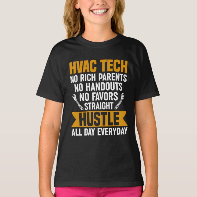 T-shirt Technicien Hvac Non Parents Riches Aucun Document  (Devant)