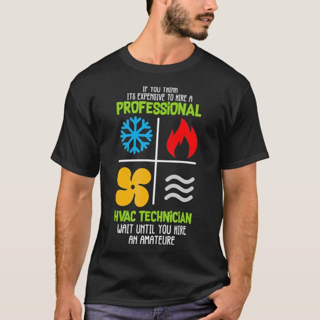 T-shirt Technicien HVAC professionnel HVAC Chauffage  (Devant)