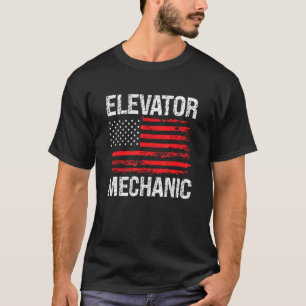 T-shirt Technicien mécanicien d'ascenseur Drapeau américai