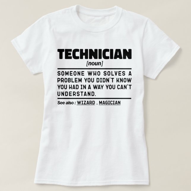 T-shirt Technicien Noun Définition Laboratoire Cool (Design devant)