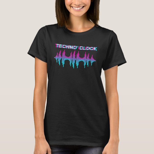 T-shirt Techno-clock Techno EDM Rave Music Festival Synthe (Devant)