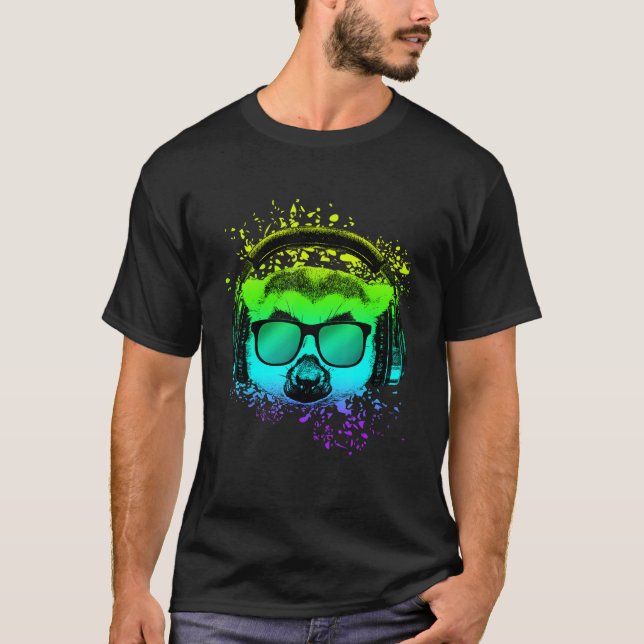 T-shirt Techno Music Dj Ravers Edm Monkey Psychedelic Lemu (Devant)