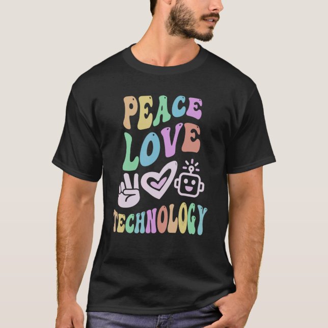 T-shirt TECHNOLOGIE D'AMOUR DE LA PAIX Retro Informatique  (Devant)