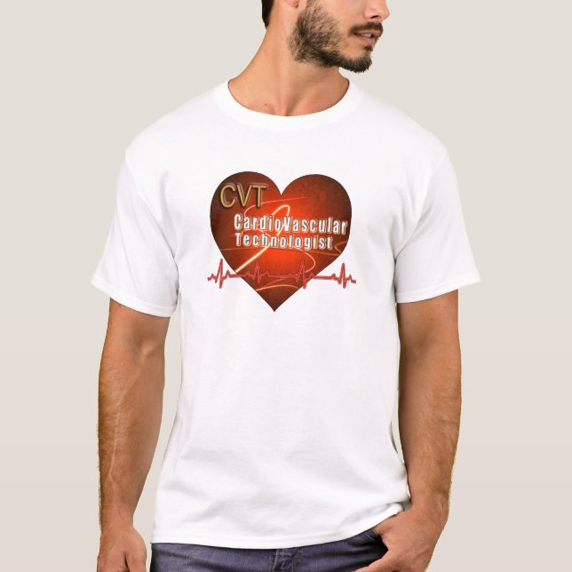 T-shirt Technologue cardio-vasculaire de LOGO de COEUR de (Devant)