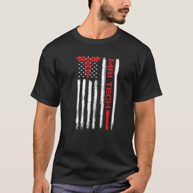 T-shirt Technologue Mri Drapeau Américain Rad Radiologique (Devant)