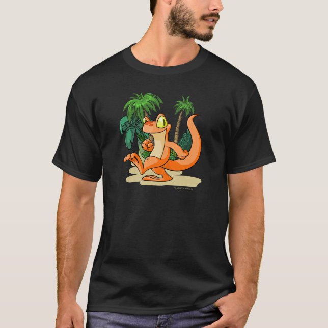 T-shirt Techo orange sur une recherche d'île de mystère (Devant)