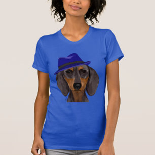T-shirt Teckel avec Trilby bleu