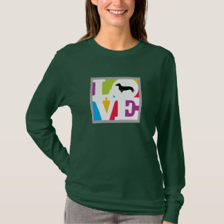 T-shirt Teckel classique d'amour en couleurs