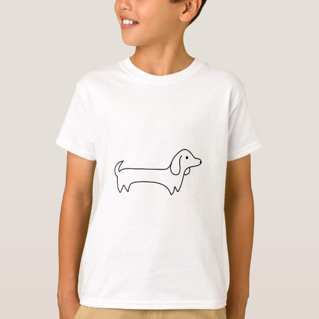 T-SHIRT TECKEL, HOT-DOG, CHIEN DE SAUCISSE, MIGNON, (Devant)