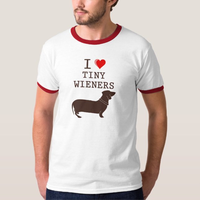 T-shirt Teckel minuscule de saucisse d'amour drôle d'I (Devant)