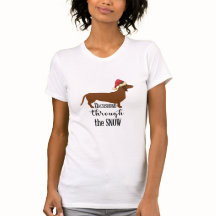 Teckel par la chemise de Noël de neige
