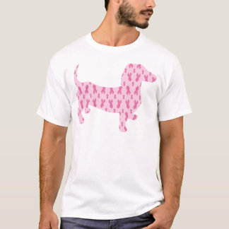 T-shirt Teckel rose de ruban