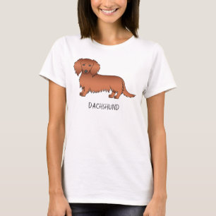 T-shirt Teckels à longs poils rouges Chien de dessin animé