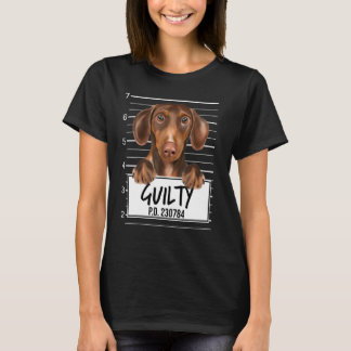 T-shirt Teckels Marron Photo D'identité Chien Coupable