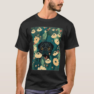 T-shirt Teckels noirs cachant des fleurs Maman Papa chien