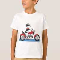Teckie Jack Russell motard sur moto rouge