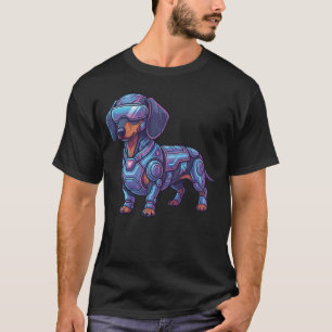 T-shirt Teckno néon Caniche Cyberpunk Futuristic Joueur