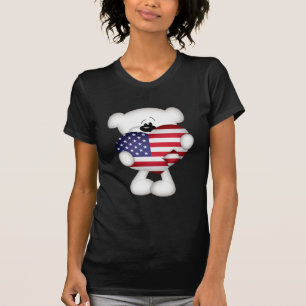 T-shirt Teddy Bear et Big USA Flag Heart