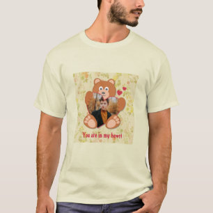 T-shirt Teddy Bear Holding Heart Photo Saint-Valentin