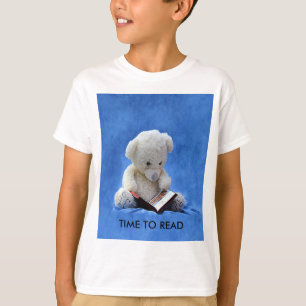 T-shirt Teddy Bear Time to Read Blue Stuffed Animal, ZKOA