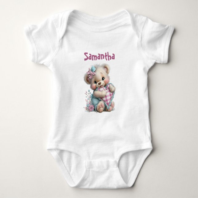 T-Shirt Teddybär-Baby-Party  Baby Strampler (Vorderseite)
