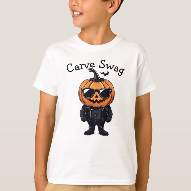 T-shirt Tee Citrouille sur mesure, mignonne Halloween scul (Devant)