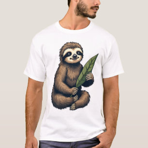 T-shirt Tee classique avec gravure de ligne de paresseux (