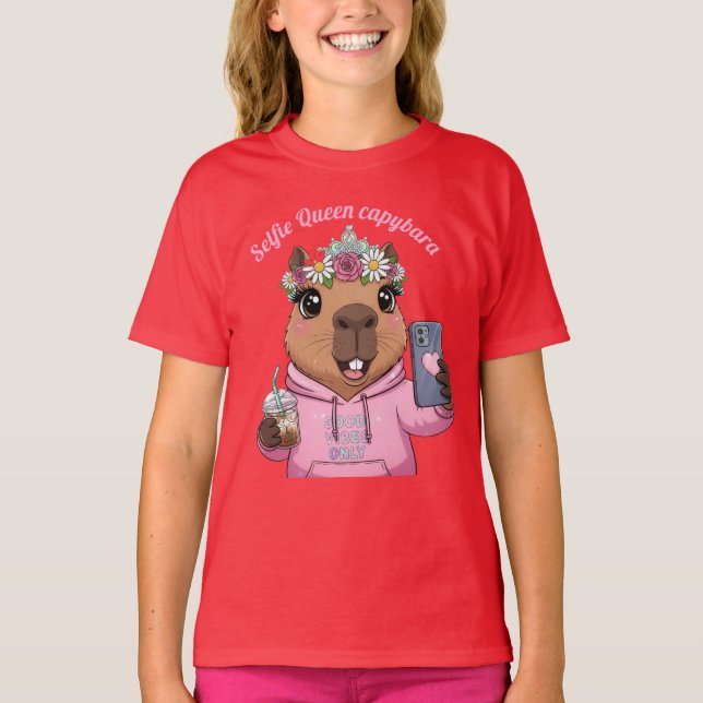 T-shirt Tee copy, Bonnes vibes seulement capybara (Devant)