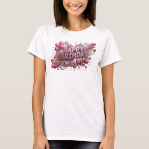 T-shirt Tee Crisp Rose Joyeux Anniversaire 4TH Slogan