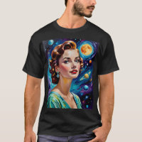 Tee d'art cosmique futuriste rétro