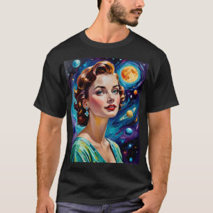 T-shirt Tee d'art cosmique futuriste rétro