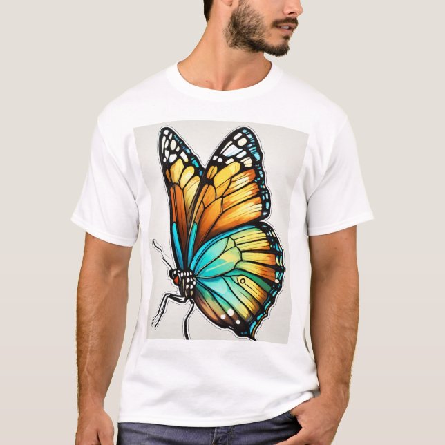 T-shirt "Tee d'art papillon vibrant - Embrassez le colo de (Devant)