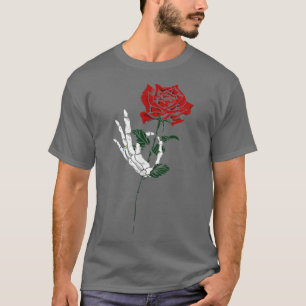 T-shirt Tee de conception de tatouage de rose de squelette