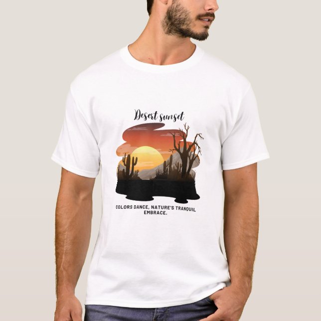 T-shirt Tee de coucher de soleil du désert pour hommes (Devant)