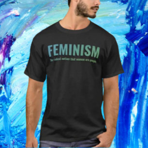 T-shirt Tee de déclinaison féministe - Gras en bleu et ver