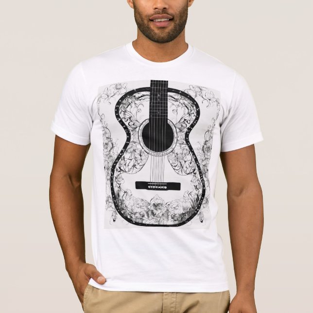T-shirt Tee de guitare cardiaque symétrique - encre fine l (Devant)