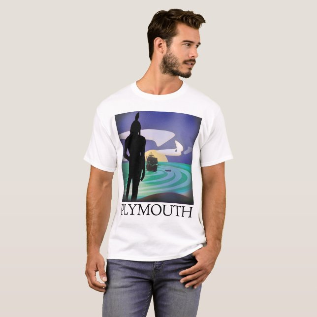 T-shirt Tee de la vue du Massasoit de Plymouth (Devant entier)