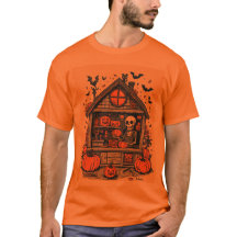 Tee de maison hantée de squelette effrayant pour c
